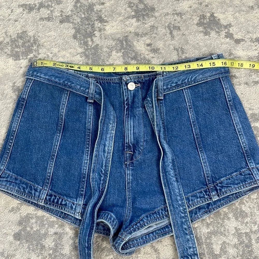New All Saints Frankie Shorts High Rise Daisy Duke Cheeky Blue Denim Sz 30